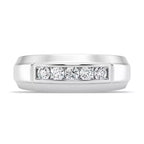 Two Channel Set 5 Stone Diamond Ring - 18K White Gold image