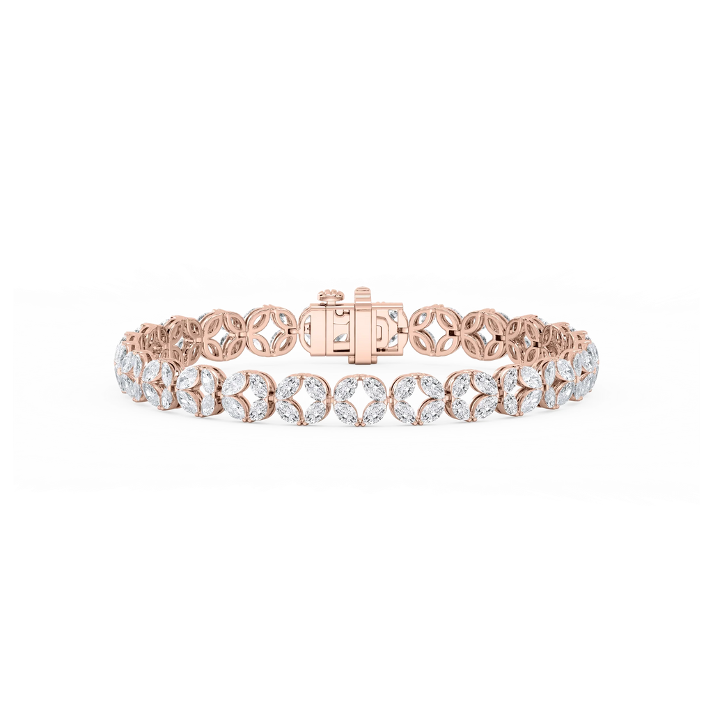 8 ctw Marquise LGD Open Flower Bracelet  - 7 Inches