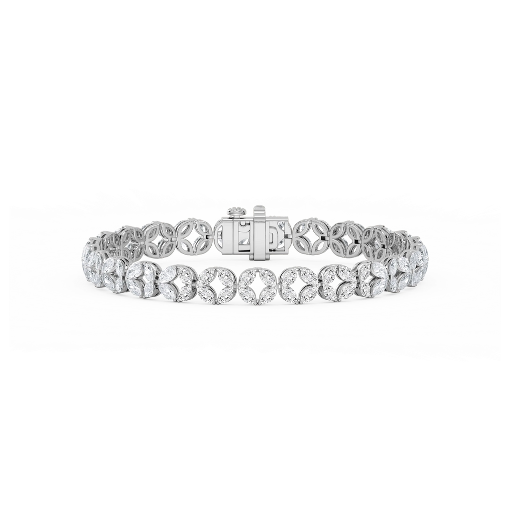 8 ctw Marquise LGD Open Flower Bracelet  - 7 Inches