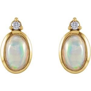 Cabochon Bezel-Set Earrings