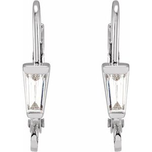 Tapered Baguette Lever Back Earring Top