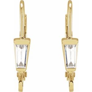 Tapered Baguette Lever Back Earring Top