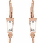 Tapered Baguette Lever Back Earring Top
