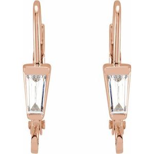 Tapered Baguette Lever Back Earring Top