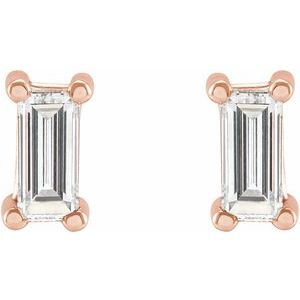 Straight Baguette 4-Prong Stud Earrings