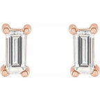 Straight Baguette 4-Prong Stud Earrings