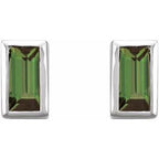 Straight Baguette Bezel-Set Stud Earrings