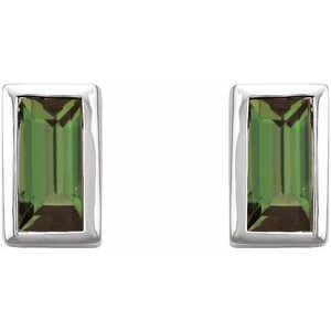 Straight Baguette Bezel-Set Stud Earrings