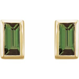 Straight Baguette Bezel-Set Stud Earrings