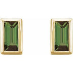 Straight Baguette Bezel-Set Stud Earrings