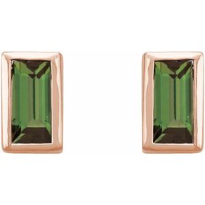Straight Baguette Bezel-Set Stud Earrings