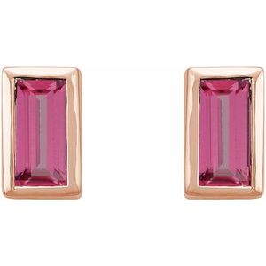 Straight Baguette Bezel-Set Stud Earrings