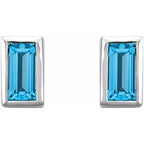 Straight Baguette Bezel-Set Stud Earrings