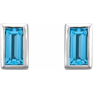 Straight Baguette Bezel-Set Stud Earrings
