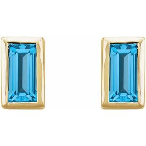 Straight Baguette Bezel-Set Stud Earrings