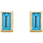 Straight Baguette Bezel-Set Stud Earrings