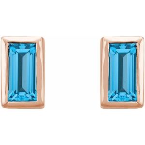 Straight Baguette Bezel-Set Stud Earrings