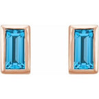 Straight Baguette Bezel-Set Stud Earrings