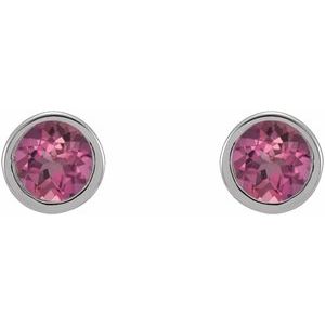 Round Micro Bezel-Set Stud Earrings