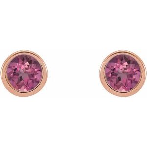 Round Micro Bezel-Set Stud Earrings