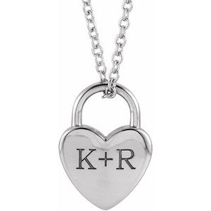 Engravable Heart Lock Necklace or Pendant