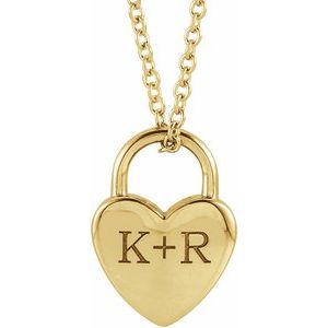 Engravable Heart Lock Necklace or Pendant