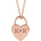 Engravable Heart Lock Necklace or Pendant