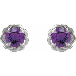 Round 4-Prong Claw Rope Stud Earrings
