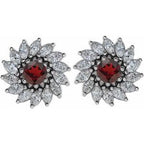 Round 7-Prong Halo-Style Earrings