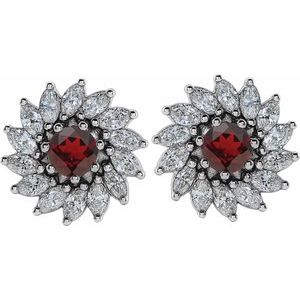 Round 7-Prong Halo-Style Earrings
