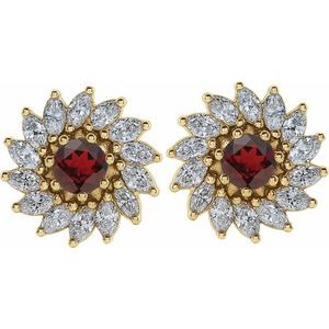 Round 7-Prong Halo-Style Earrings