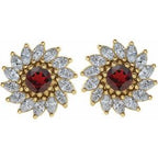 Round 7-Prong Halo-Style Earrings