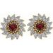 Round 7-Prong Halo-Style Earrings