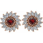 Round 7-Prong Halo-Style Earrings