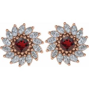 Round 7-Prong Halo-Style Earrings