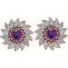 Round 7-Prong Halo-Style Earrings