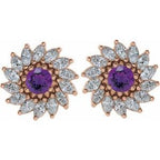 Round 7-Prong Halo-Style Earrings