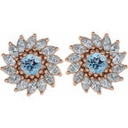 Round 7-Prong Halo-Style Earrings