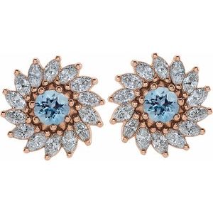 Round 7-Prong Halo-Style Earrings