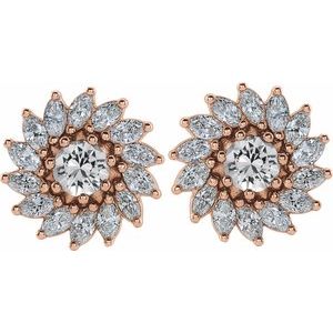 Round 7-Prong Halo-Style Earrings