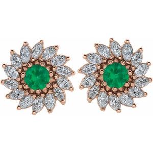 Round 7-Prong Halo-Style Earrings