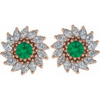 Round 7-Prong Halo-Style Earrings