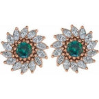 Round 7-Prong Halo-Style Earrings