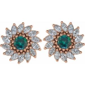 Round 7-Prong Halo-Style Earrings