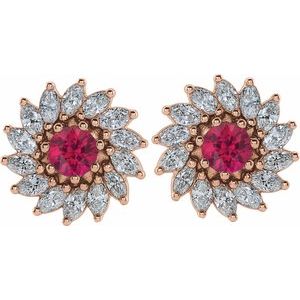 Round 7-Prong Halo-Style Earrings