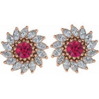 Round 7-Prong Halo-Style Earrings