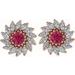 Round 7-Prong Halo-Style Earrings