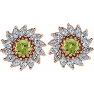 Round 7-Prong Halo-Style Earrings
