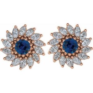 Round 7-Prong Halo-Style Earrings