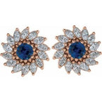 Round 7-Prong Halo-Style Earrings